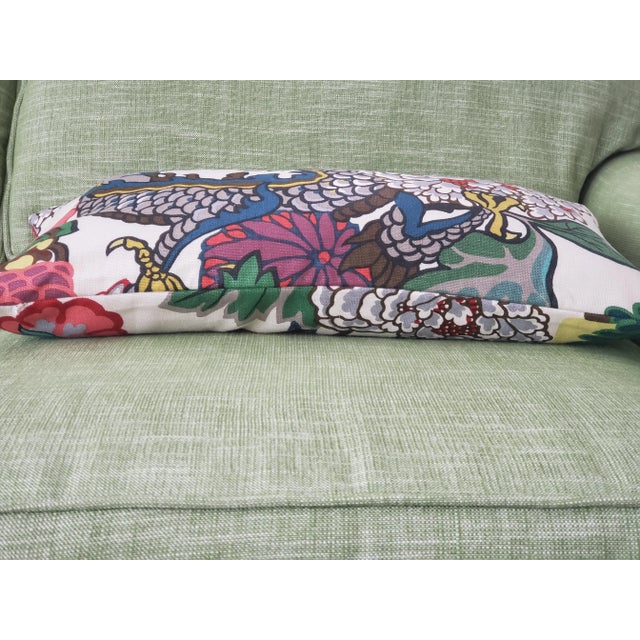 Contemporary Contemporary Schumacher Chiang Mai Dragon Lumbar Pillow in Alabaster - Double-Sided For Sale - Image 3 of 9