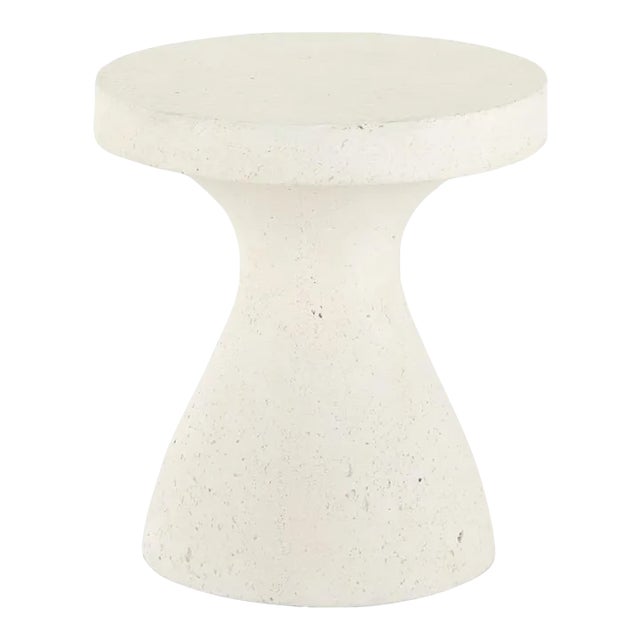 Four Hands Koda Outdoor End Table, Textured White For Sale