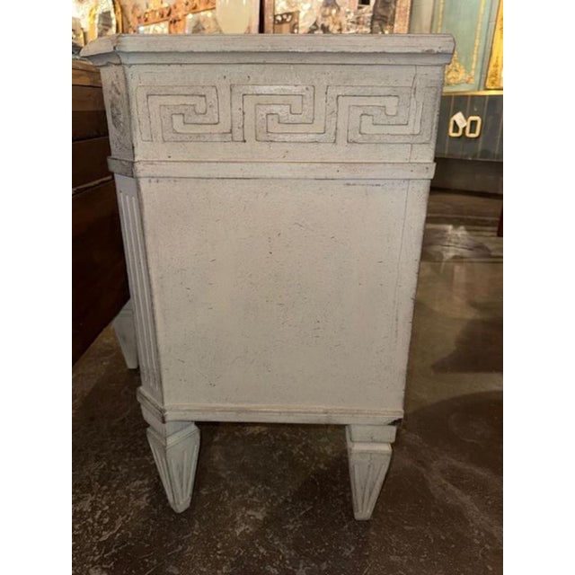 Pair of Swedish Gustavian Style Chests With Greek Key Design For Sale - Image 4 of 5