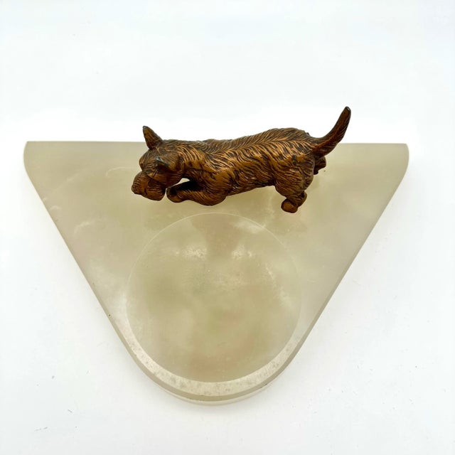 Art Deco Early 20th Century Antique Scottish Terrier Bronze on Onyx Tray For Sale - Image 3 of 7