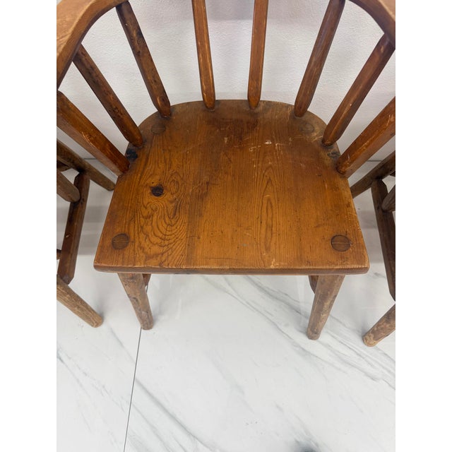 Mid-Century Modern 1940s Habitant, Bay City Mi, Knotty Pine Captain’s Chairs, Set of 6 For Sale - Image 3 of 14