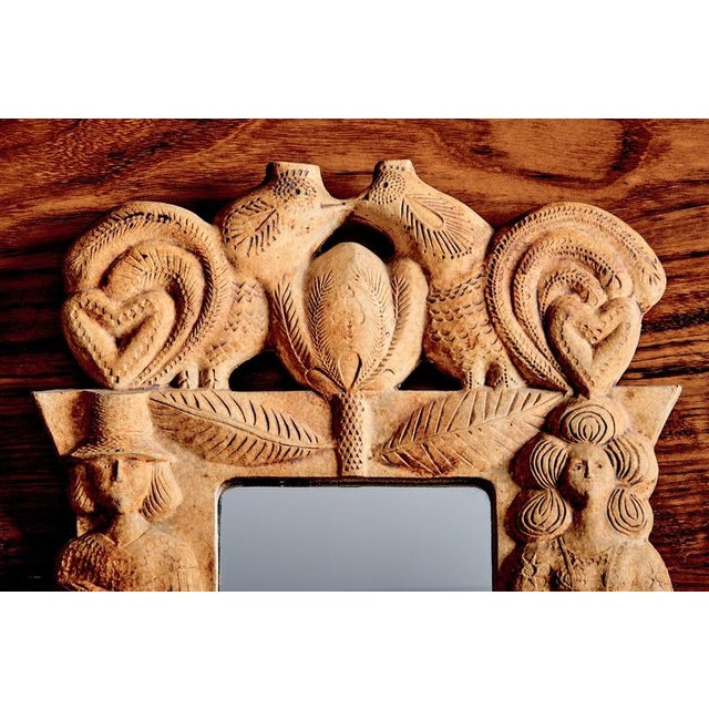 Sculpted Stoneware Mirror attributed to Roger Capron, France, 1960 For Sale - Image 3 of 10