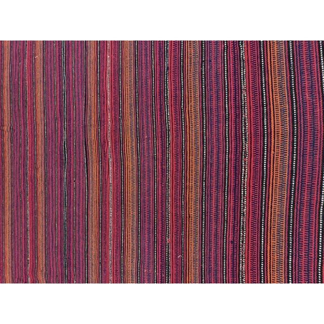 Mid-Century Modern Multicolor Stripe Turkish DecorativeKilim Flatweave Small Rug For Sale In New York - Image 6 of 6
