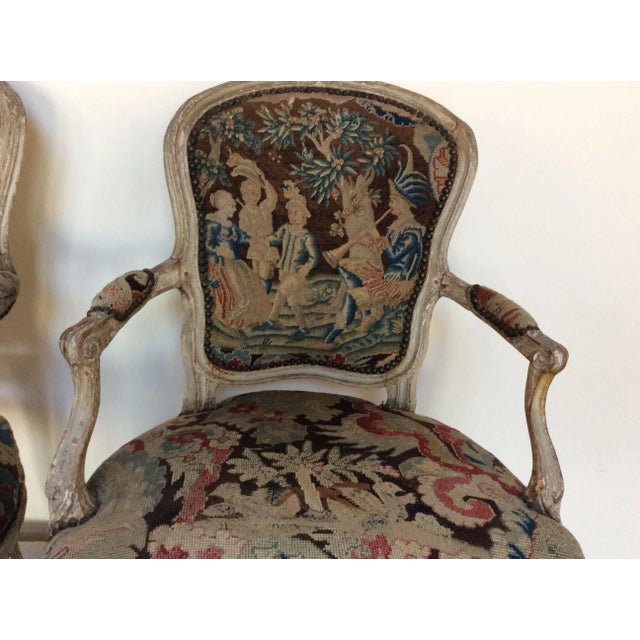 White Late 18th C Tapestry Upholstery Arm Chairs For Sale - Image 8 of 8