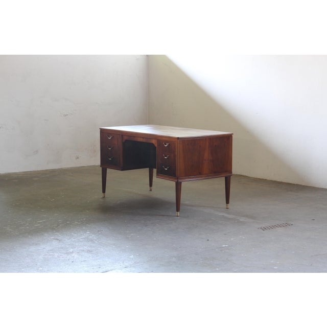 Mid-Century Modern Mid-Century Modern Art Deco Mahogany Writing Desk, 1950s For Sale - Image 3 of 18