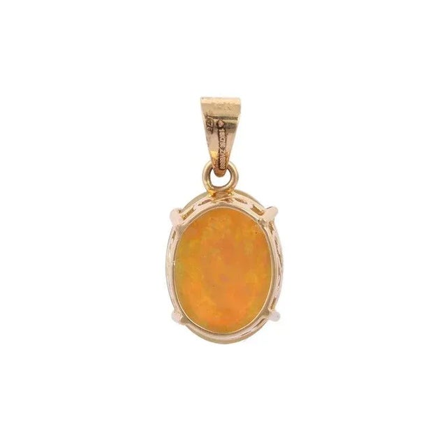 Gold Opal October Birthstone Pendant in 18k Gold, 7.1ct Oval Cut Gemstone For Sale - Image 8 of 12