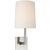 Ojai Medium Single Sconce in Polished Nickel with Linen Shade Designer: Barbara Barry Height: 16.5" Extension: 8"...