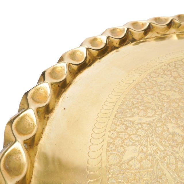 Early 20th Century Large Anglo-Indian Engraved Brass Tray, C. 1920 For Sale - Image 5 of 10