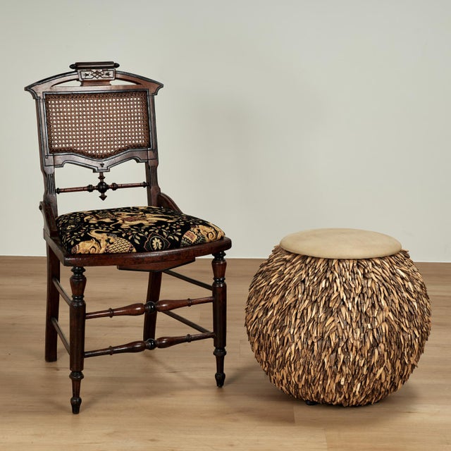 Pair of Vintage Palecek Leather and Suede Ottomans For Sale - Image 11 of 12