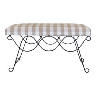 Panoplie Iron Double Loop Bench, Tan Gingham For Sale