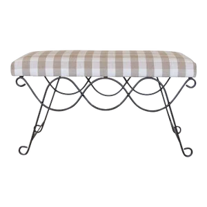 Panoplie Iron Double Loop Bench, Tan Gingham