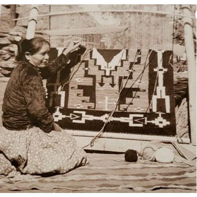 C. 1920 Fine Navajo Rug 3'6" x 4'9" Antique American Southwest Geometric Weaving For Sale - Image 16 of 18