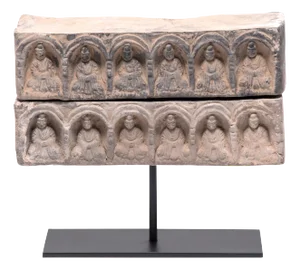 Double Tibetan Tsa Tsa on Metal Stand