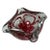1960s Art Glass Ashtray MCM Red Encased Floral Bubbles Hand Worked Heavy Freeform For Sale