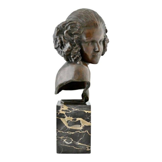 1920s Maxime Real Del Sarte, Art Deco The Fauness Bust, 1921, Bronze on Marble Base For Sale - Image 5 of 10