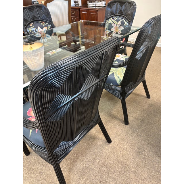 Wood Mid 20th Century McGuire Bamboo Table With 6 Coordinating, Pencil Reed Designer Chairs For Sale - Image 7 of 12