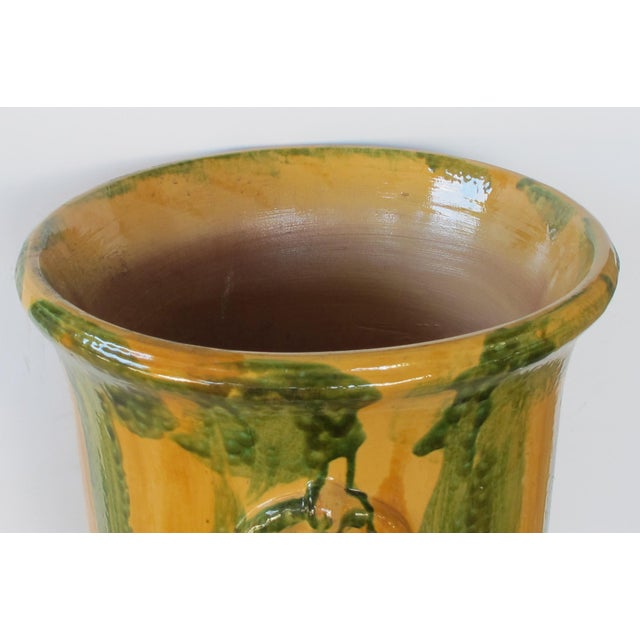 French Anduze Style Pottery Garden Pot with Yellow, Green and Brown