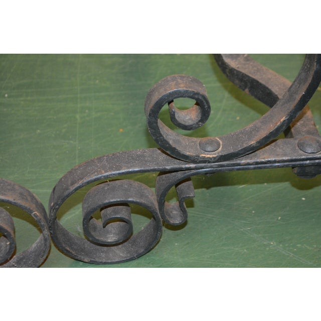 Black Vintage Pair Tall Black Gothic / Arts & Crafts Scroll & Twisted Iron Fire Dogs Fireplace Andirons For Sale - Image 8 of 14
