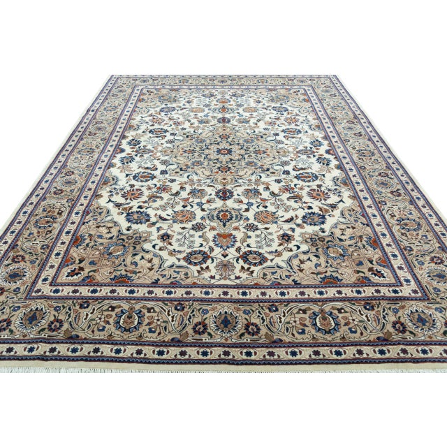 Hand-Knotted Cork Wool Kashmar Rug with Floral Design, 1990s For Sale - Image 4 of 13