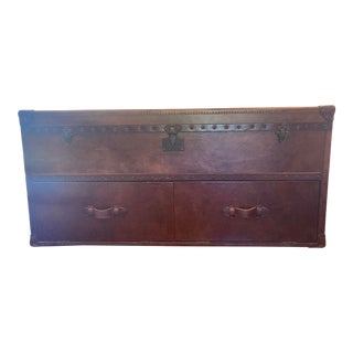 Restoration Hardware Leather Media Console For Sale