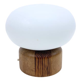 Table Lamp in Glass & Pine from Bestform, 1970s For Sale