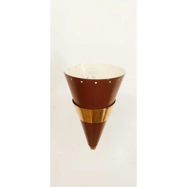 Maroon Maroon & Gold Adjustable Cone Wall Lamp For Sale - Image 8 of 9