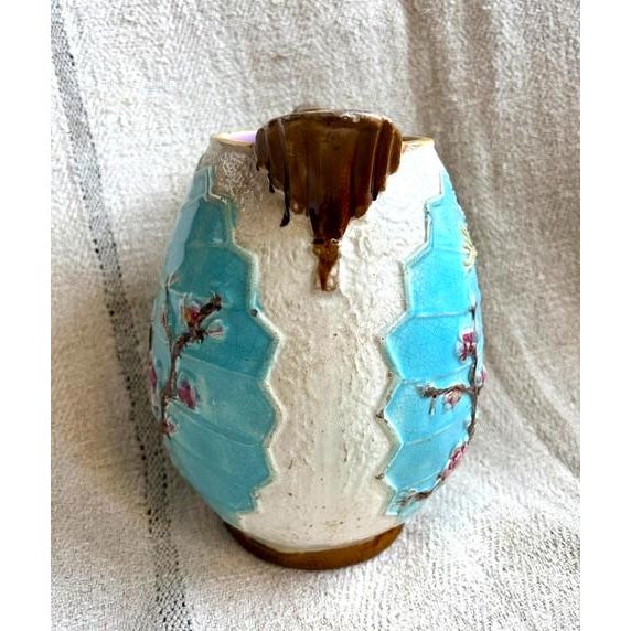 Antique Majolica Wardle & Co. Bird & Fan Large Pottery Pitcher For Sale - Image 10 of 16