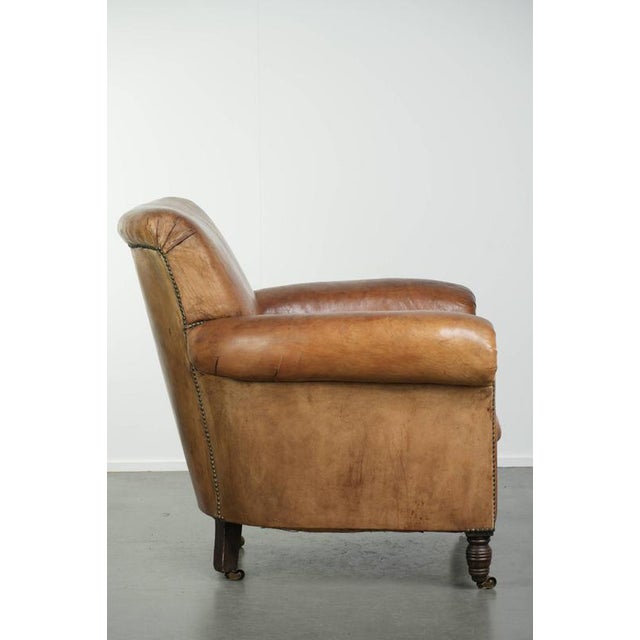 Antique English Sheepskin Armchair For Sale - Image 3 of 14