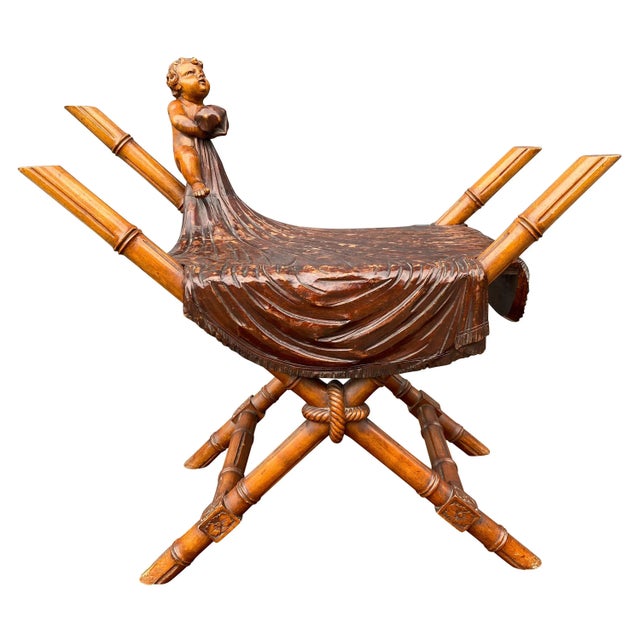 Italian Walnut Faux Carved Bench For Sale - Image 12 of 12