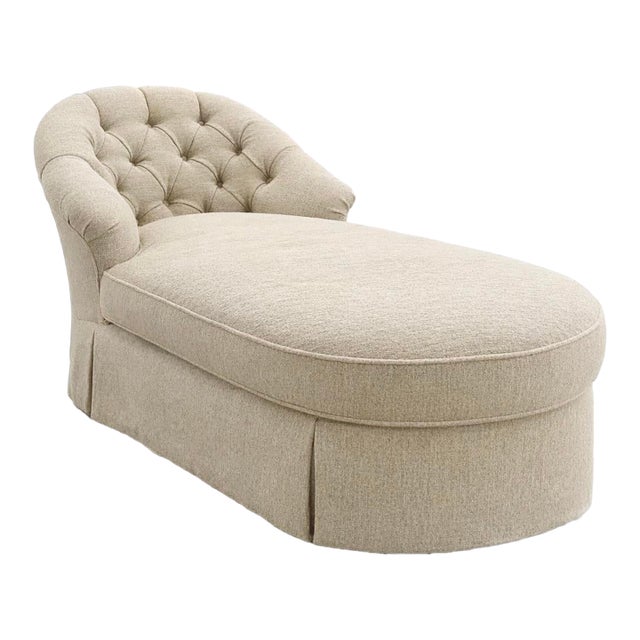 Textured Neutral Tufted Chaise Lounge – Classic Comfort Form For Sale