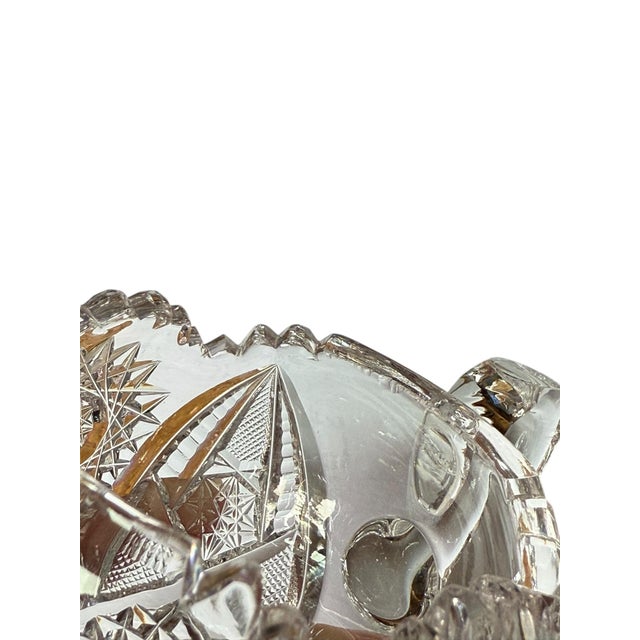 Transparent Antique Crystal Pitkin & Brooks Sugar Bowl American Brilliant Period For Sale - Image 8 of 10