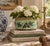 A wonderfully charming mid-20th century French tole cachepot finished in a mint green with delicate gilt embellishments...