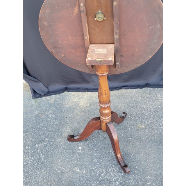 Brown 19th Century American Cherry Candle Stand Table Refurbished For Sale - Image 8 of 18