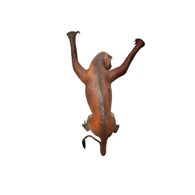 Late 20th Century Life-Size Leather-Wrapped Monkey Sculpture With Glass Eyes, Safari, 29"h For Sale - Image 9 of 12
