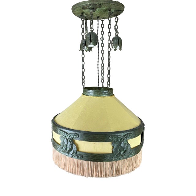 Art Nouveau Ceiling Lamp in Bronze from Böhlmarks, Sweden, 1910s For Sale