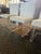 Cream Mid‑Century Lucite Base Dining Chairs – Set of 4 Modern Upholstered Cantilever Chairs For Sale - Image 8 of 9