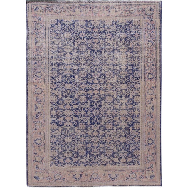 Antique Malayer Handmade Purple Floral Wool Rug For Sale - Image 9 of 9