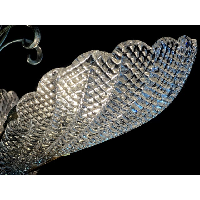 1990s Italian Murano Chandelier Five Leaves with Golden Details, 1990s For Sale - Image 5 of 14
