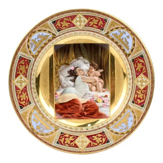 Best Quality Royal Vienna Porcelain Cabinet Plate W Beauty & Cupid Embrace - Pc For Sale