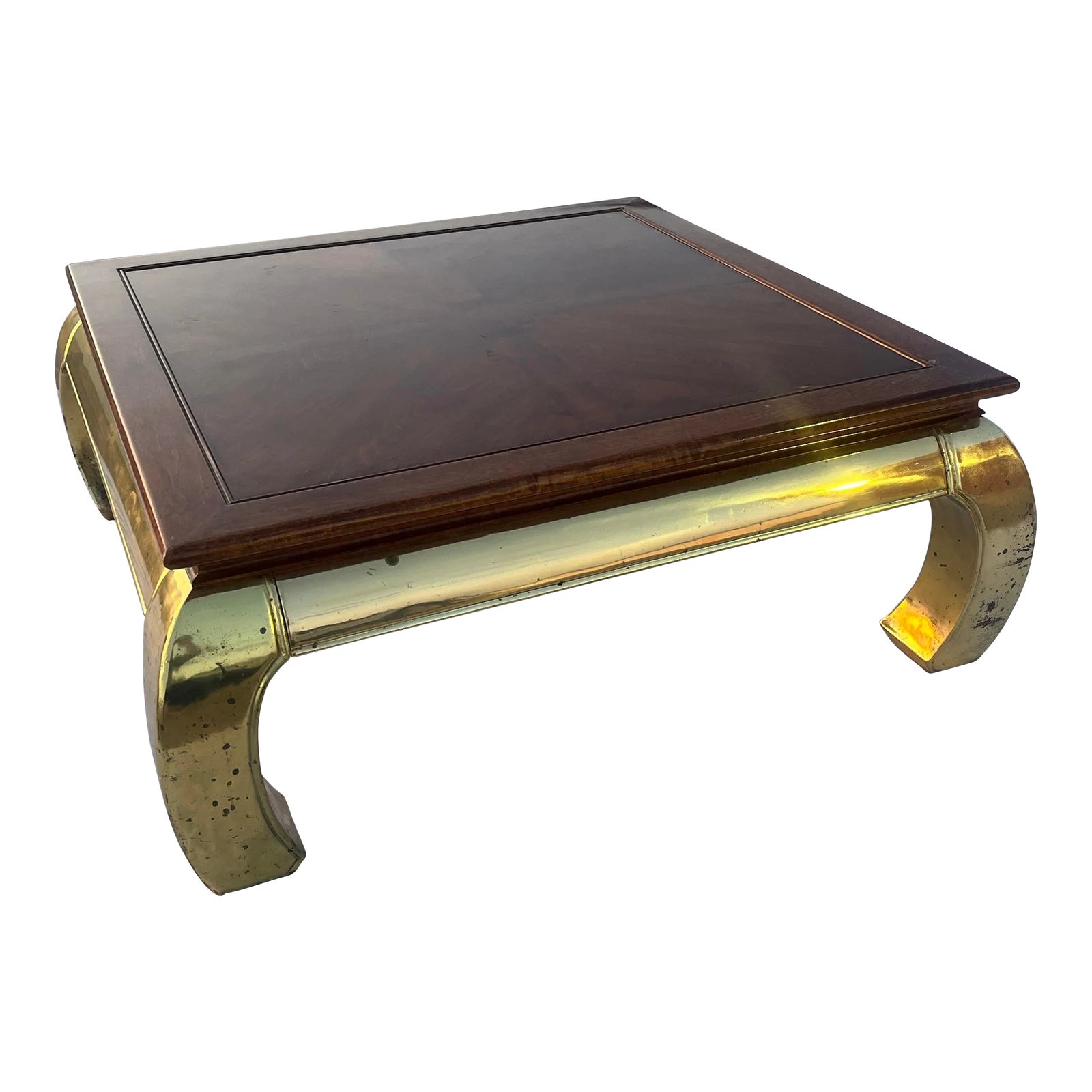 Asian Influenced Ming Legged Brass Coffee Table Manner of