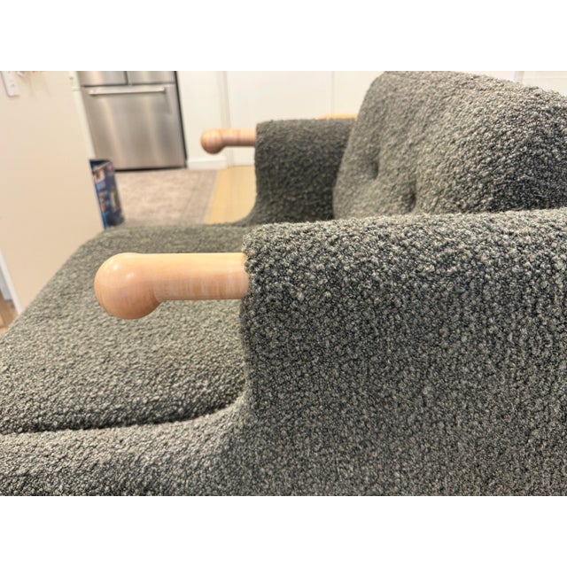Mabel Club Chair - Olive Boucle Fabric, Natural Maple Arms and Feet For Sale In San Francisco - Image 6 of 8