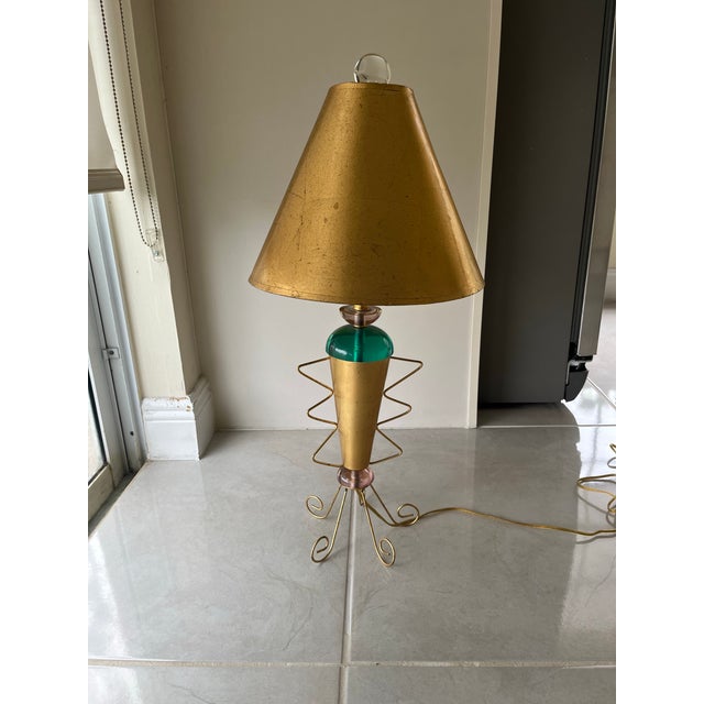 Metal 1970s Van Teal Style Table Lamp, Gold With Lucite For Sale - Image 7 of 9