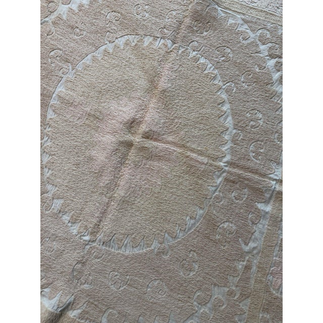 Textile Suzani Textile Wall Art - Neutral Tan Uzbek Embroidery 4'3'' X 4'3'' For Sale - Image 7 of 8