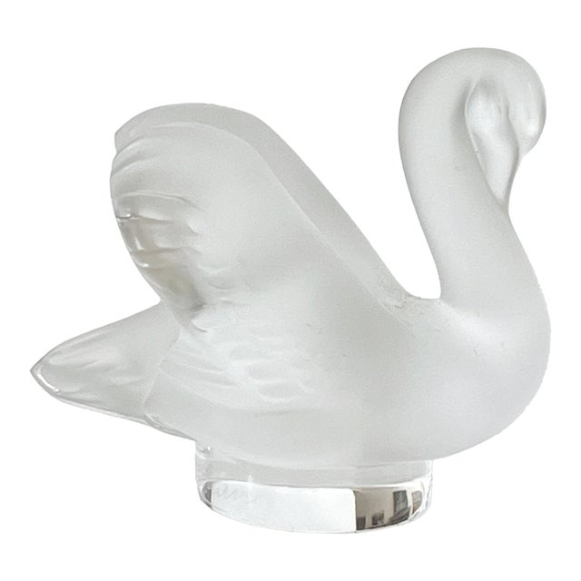Lalique France Crystal "Cynget" Swan Cache/Seal Paperweight. For Sale