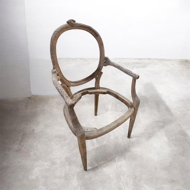 Pair of Vintage Louis XVI Style Hand-Carved Faux Bois Wood Armchairs – Upholstery Ready For Sale In West Palm - Image 6 of 10