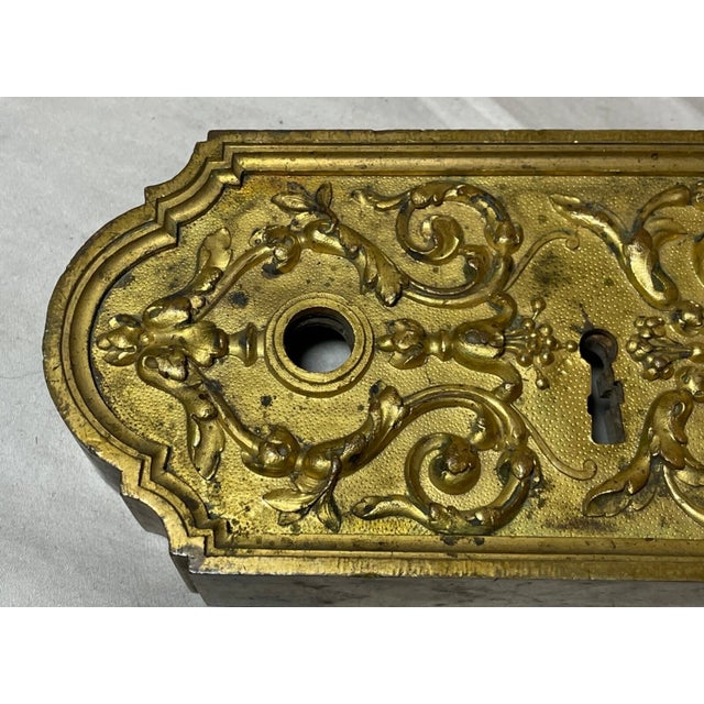 Rare Antique French Gilt Bronze Door Lock Hardware Salvage Ornate Victorian For Sale - Image 10 of 15