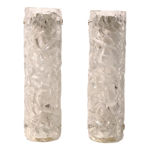 Vintage Glass Wall Sconces from Kaiser Leuchten, 1960s, Set of 2 For Sale