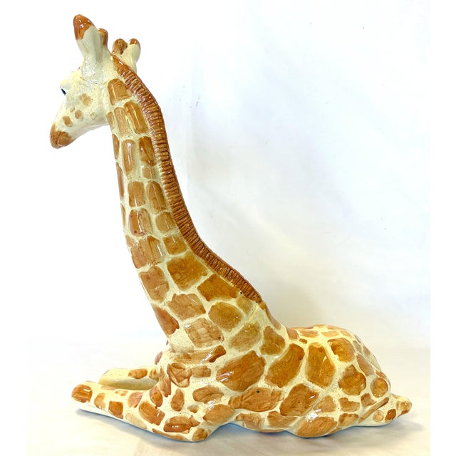 Vintage Resting Giraffe Hand Painted and Signed Italian Ceramic Statue C1991 For Sale - Image 9 of 12