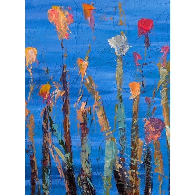 Contemporary Pair of Framed Textured Floral Art on Canvas For Sale - Image 3 of 6