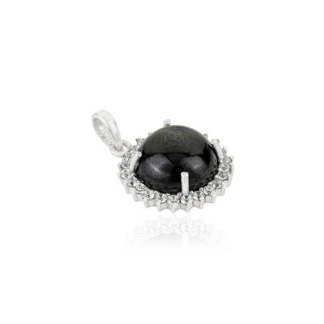 Gemstone 11.55 Ct Black Star Pendant Halo Zircon in 925 Sterling Silver for Her For Sale - Image 7 of 12